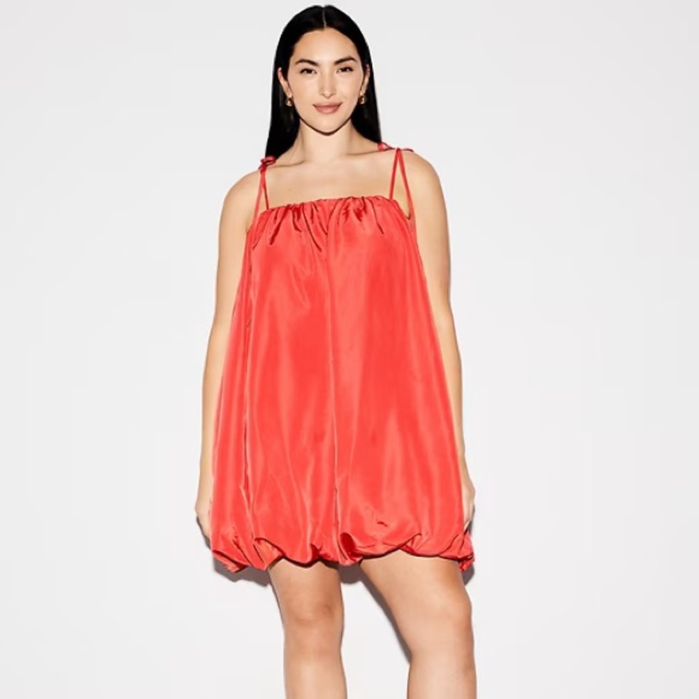 NWT The Occasion by Old Navy Taffeta Bubble Mini Dress Medium ~Bright Coral